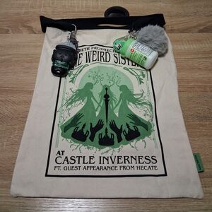 Barnes & Noble Cream and Black Tote Bag with Keychain Charms